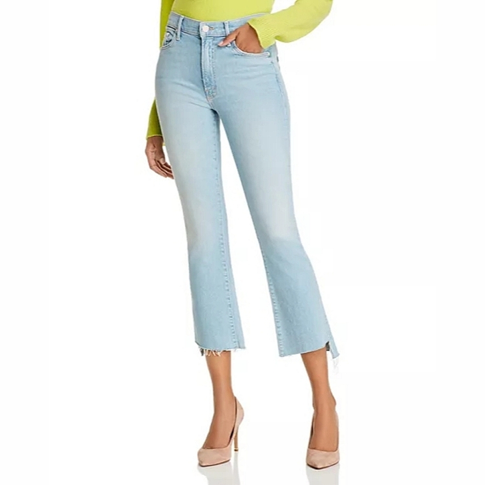 Mother The Insider Crop Step Fray Flared Jeans in Fresh Catch Size 26
